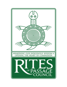 Logo for Rites of Passage Council featuring stylized turtle line drawing